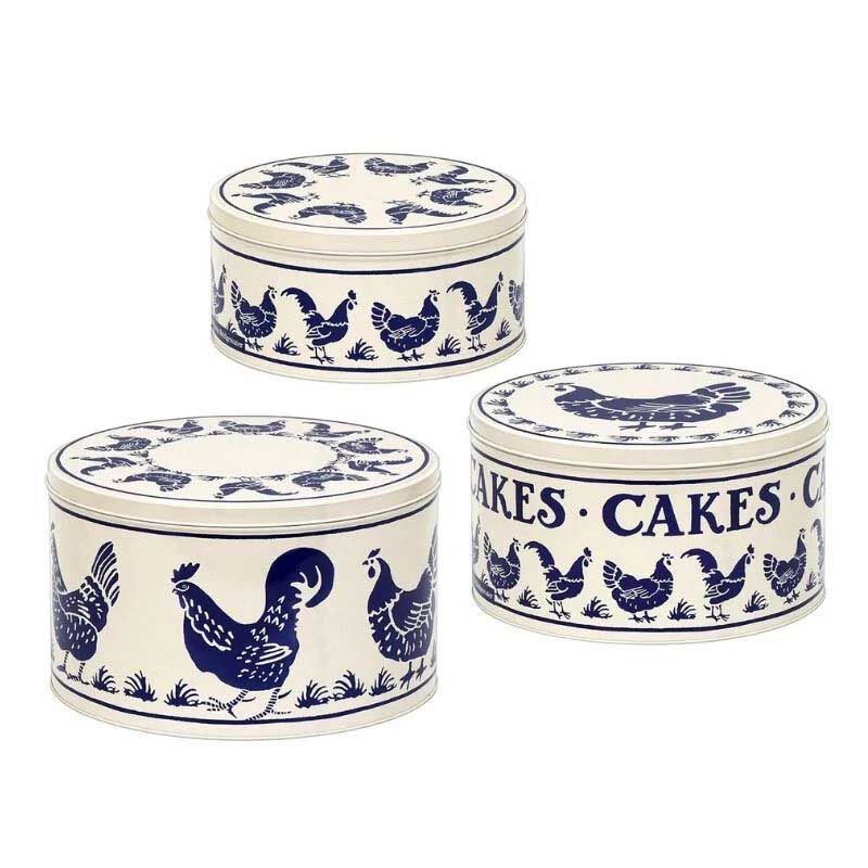 Emma Bridgewater Set Of 3 Round Cake Tins Blue Hens image number 1